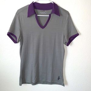 SMARTWOOL WOMEN’S MERINO TOP SIZE MEDIUM IN GREY/PURPLE